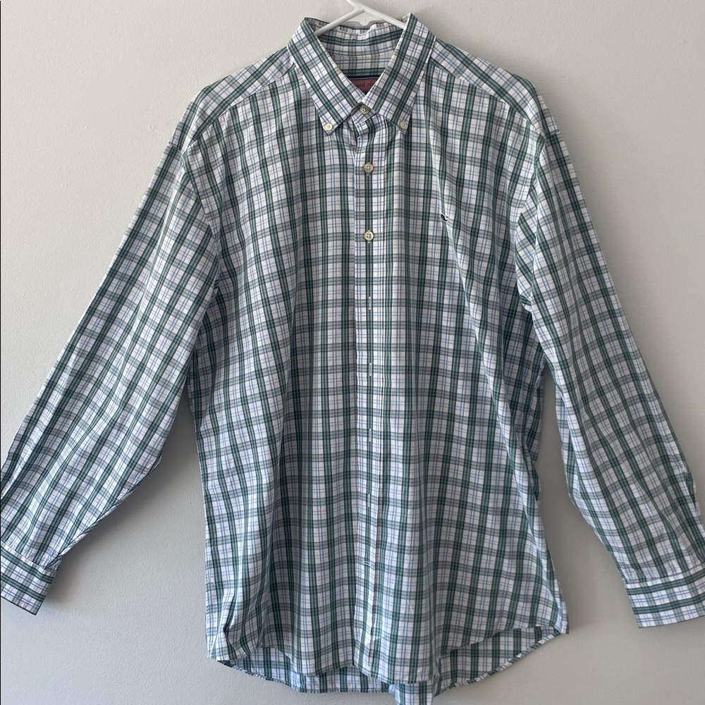 Vineyard Vines Blue and Green Plaid Shirt